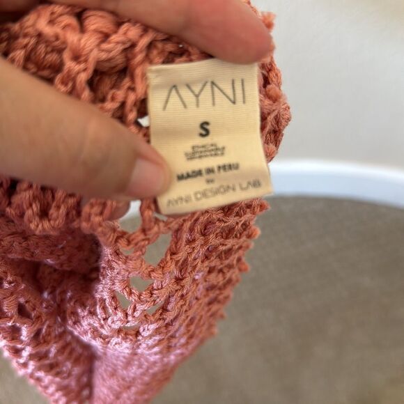 Ayni Pink Coral Crochet Knit Long Sleeve Maxi Dress Resort Swims Cover Up NWOT - Picture 13 of 13